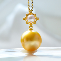 Xinru 8 - 12mm lace mounted Nanyang deep sea water 18K dense gold pearl necklace round light