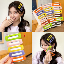 Candy leather rectangular edge with a one - word clip 2022 red new header clip for girl Liu Haifa Clip