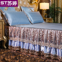 European-style summer New washable ice bed skirt bed cover mat mat three-piece set 1 8m removable ice rattan mat