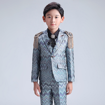 Boys dress Childrens suit suit Flower girl solid color host catwalk piano performance suit British style handsome suit