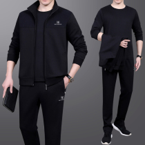 Middle-aged and elderly sports suits mens spring and autumn three-piece father autumn clothes middle-aged mens casual sportswear grandpa