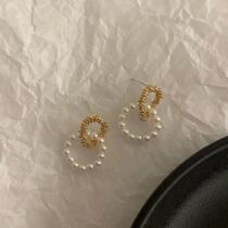 Legal Double Circle Pearl Earrings Meritocratic Fashion S925 Silver Pin Fairy earnspikes Wind Geometric Tandem Ear Accessories