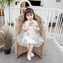 Girl Hanfu 2020 summer one-and-a-half-year-old dress female treasure improved princess dress antique embroidery dress