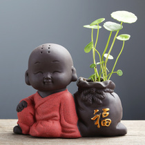 Zisha litchi tea pet can raise small monk hydroponic vase flower device personality tea table ornaments creative tea set accessories