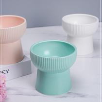  Ceramic cat bowl to protect cervical kittens Special cat food bowl High-legged pet drinking bowl Dog food bowl anti-tipping dog bowl
