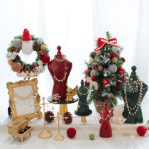 Christmas Christmas Tree package shop window Show props swing pieces Red Santa Decorations Red Green show Show
