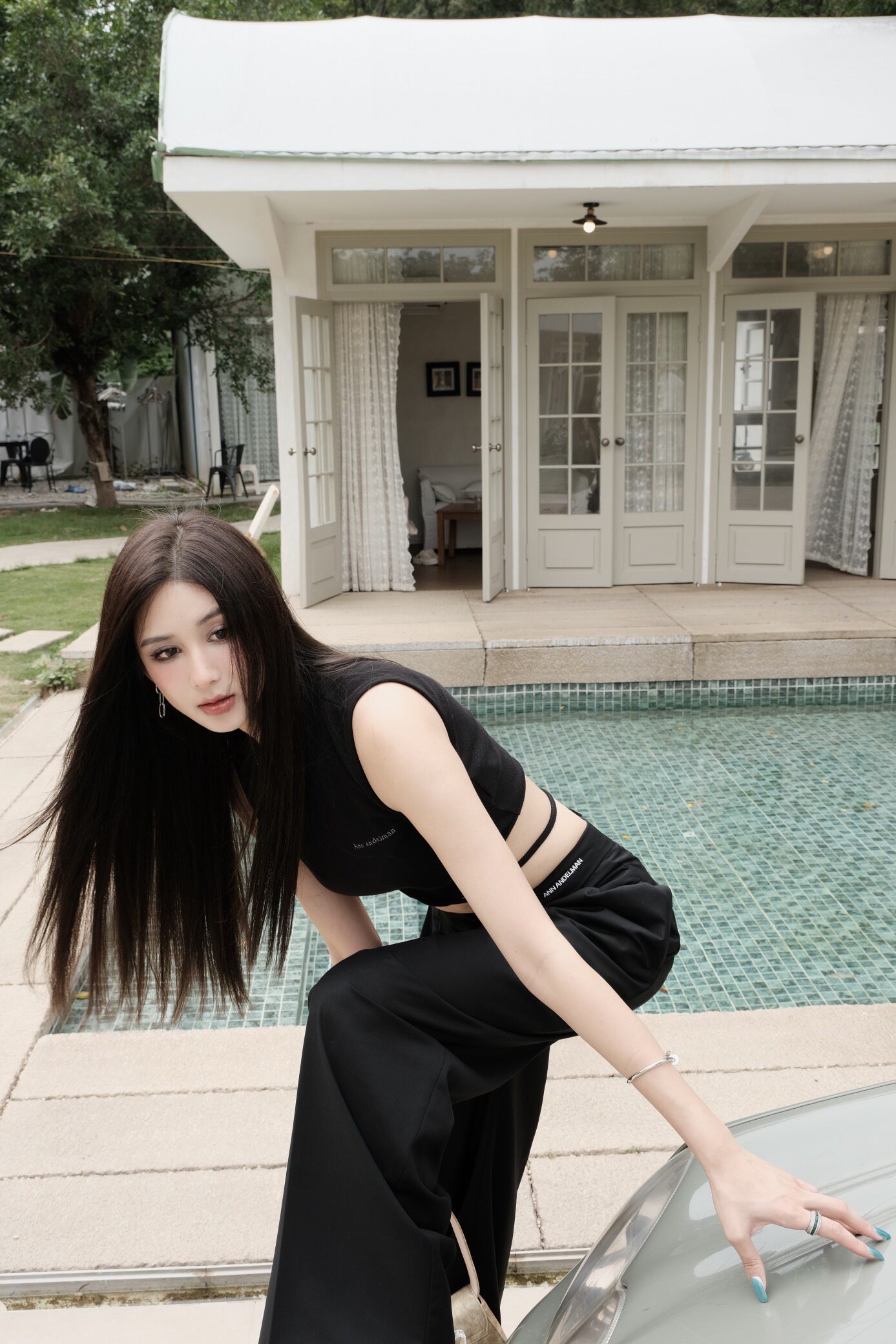 ANN ANDELMAN明星同款阔腿裤 休闲西裤高腰直筒设计拉长比例