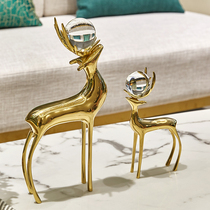 Luxury pure copper deer gift TV cabinet wine cabinet creative housewarming gift Nordic porch TV cabinet crystal decoration