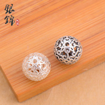 S925 sterling silver diy Thai silver accessories Hollow ball bead spacer bracelet red rope jade Agate crystal jewelry material