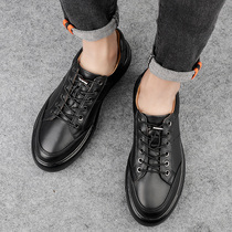 Boomer leather shoes mans head leather business casual 100 lap wide version 2021 Seasons new set foot low to help Inn mens shoes