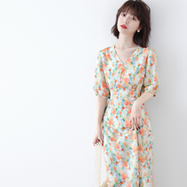 JOLIMENT Micro-Intoxicated Taste Commute Day Becomes Romantic ~ Summer v Collar Crushed Flowers Dress dresses