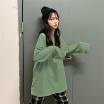 Long sleeve T-shirt woman 2021 autumn winter new Korean version pure color Nehitch loose 100 hitch white undershirt student