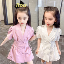 Frying Street Childrens Dress Summer High-end Little Girl Bubble Sleeve Summer Dress New Ocean Childrens Summer