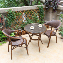 Outdoor balcony small tables and chairs combined with three pieces of villa garden garden café outdoor Tea chair