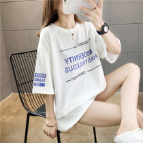 Round neck loose T-shirt female 2020 Summer cotton net red top letter tide casual clothes missing wild clothes