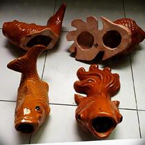 Fish Head Cell Home Ceramic Gold Fish Water Pipe Outfall Carp Brocade Exterior Wall Water Outlet Balcony Roof Cistern