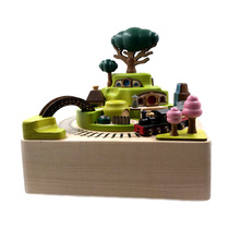 jeancard sensical woody music box octaonic box small train rotating birthday present creative boy girlfriend