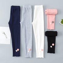 Girls leggings Spring and Autumn wear 2021 new foreign style childrens cotton plus velvet pants in the big childrens clothing trousers tide
