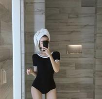 Swimsuit womens 2021 new Korean ins one-piece thin belly cover small chest gathered conservative fairy fan hot spring swimsuit