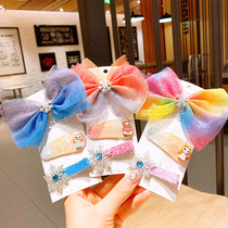 Childrens ice and snow chic bow tie hair clip Aesha princess crown headwear girls side clip little girl card hairpin haircut