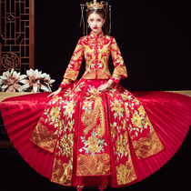 Xiuhe clothing 2020 new bridal dress womens pleated skirt dragon and phoenix coat wedding dress 2021 wedding Xiuhe womens kimono summer