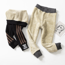 Girls  leggings wear double-layer plus velvet thickened pants 2019 new winter clothes boys warm trousers sports style