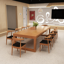 Nordic solid wood desk Workbench simple modern conference table long table creative desk table table negotiation table and chair