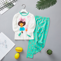 Childrens pajamas set for girls thin cotton base shirt baby spring and autumn long sleeve air conditioning home clothing autumn trousers