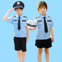 Six-one childrens police officer costume performance costume boys and girls police uniform small traffic police uniform black cat sheriff performance costume