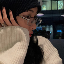 Net red half-frame retro transparent anti-Blue anti-radiation myopia frame women can be equipped with degrees of small face Korean version of the tide
