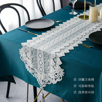 European table flag American light luxury high-end table towel coffee table White hook flower lace TV cabinet long tablecloth cover