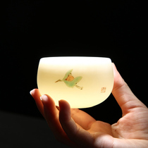 Suyatang hand-painted mutton White Jade owner single cup tea cup Dehui white porcelain roast kung fu tea cup tea cup Cup