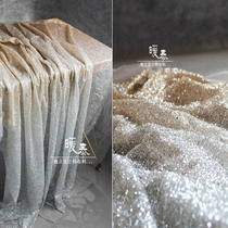 Warm Thai full version skin color gradient silver bronzing gauze material sprinkled gold fine sequins shape clothing design fabric