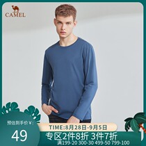  Camel mens clothing 2021 spring and autumn new mens cotton long-sleeved t-shirt round neck solid color casual top bottoming shirt