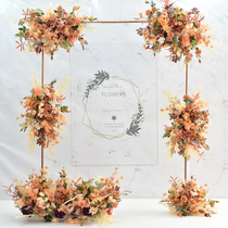 A variety of wedding caramel autumn color simulation silk flower row background flower wall decoration road flower wedding window ring props