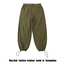 Drawstring tie pants mens Tide brand summer thin pants lantern leg sports overalls pants drop-feeling wide leg pants straight