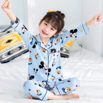 Spring Autumn New Mickey Sleeping Dress Don Old Duck Children Home Clothes Pure Cotton Cartoon Cartoon Long Sleeve Baby Girl Suit
