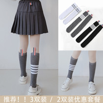 TB socks women short tide Net red super fire spring summer thin tube INS Gray four bar stripes JK calf stockings