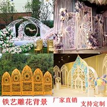 New wedding props wrought iron carved crown door Snow Lotus screen curved rhino horn large background decoration ornaments