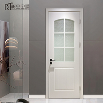 White baked lacquered wood door kitchen door with glass home balcony door solid wood composite modern minimalist indoor suit door