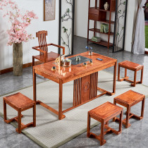 Mahogany tea table and chair combination hedgehog red sandalwood living room tea table tea solid wood small apartment new Chinese tea table