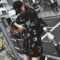 Hong Kong Tide brand 2020 Spring Summer New European short sleeve t-shirt women hip hop bf loose medium long half sleeve