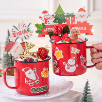 Christmas creative enamel cup cake decoration deer gift bag Old Man snowman plug-in net red cup cake insert card
