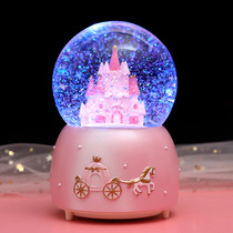 Original new princess castle Water crystal ball music box Luminous snow to send Childrens Day Gift girl birthday present