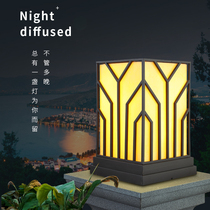 Garden lamp wall pillar headlight outdoor Chinese lawn floor light solar landscape light gate pillar wall headlight
