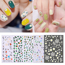 Hyuna with nail nail stickers summer fruit stickers Green small fresh plants 3D nail jewelry stickers