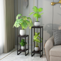 Nordic floor-floor living room TV cabinet next to minimalist light extravagant pieces American black walnuts gold iron art square flower shelf a few