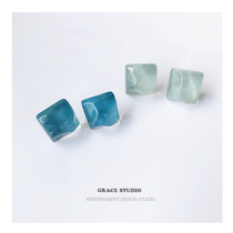 G S Danube Flows Water Ripple Geometric Earrings Woman No earbuds Ear Clip Cute Jelly Color Acetate Earrings