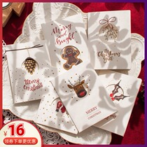 #Custom#Small fresh simple hollow three fold happy Christmas New Year blessing Thanksgiving greeting card small card