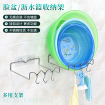 Multi-function shelf bathroom bathroom wash rack basin rack Stainless steel wall-mounted non-perforated kitchen wall-mounted